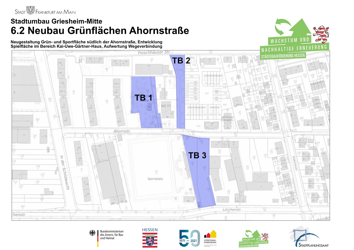 Scope  New greened areas on Ahornstrasse, © City of Frankfurt Planning Department