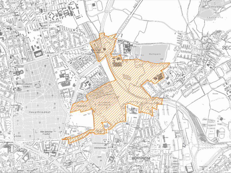 Section from planAS, areas of application with regard to urban development measures,  © Stadtplanungsamt Stadt Frankfurt am Main 