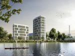 Residential development at Sommerhoffpark, Rendernig: View of the River Main from the south, © Magnus Kaminiarz & Cie