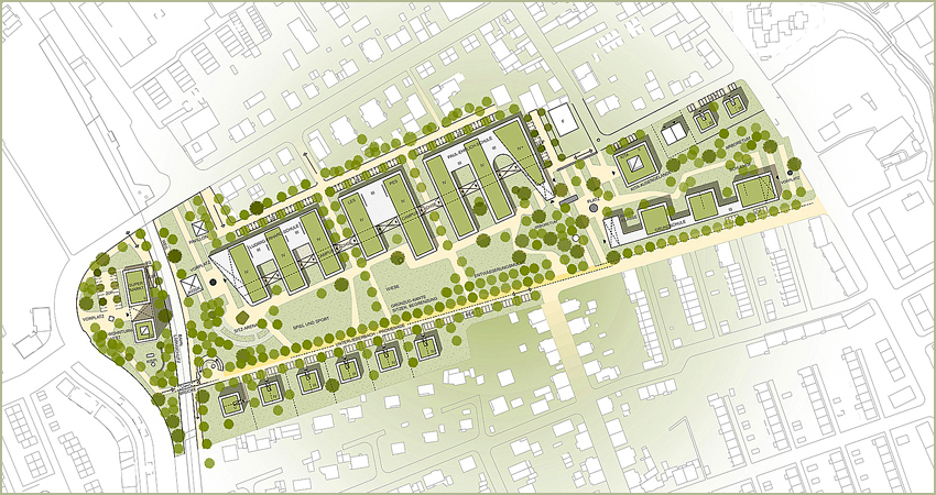 Gesamtkonzept Siegerentwurf, AG5 Architekten + Stadtplaner mit Götte Landschaftsarchitekten, © Stadtplanungsamt Stadt Frankfurt am Main  