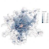 Arbeitspendler nach Frankfurt am Main, © IHK Frankfurt am Main (2014): Mobile Arbeitnehmer - Pendlerverflechtungen im IHK-Bezirk Frankfurt am Main