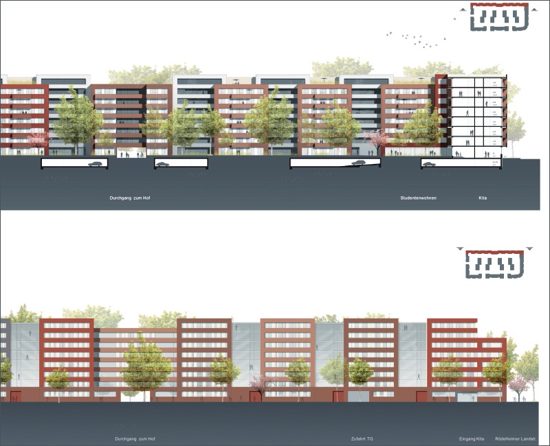 Fassadenansichten Block E, © Planquadrat, Darmstadt