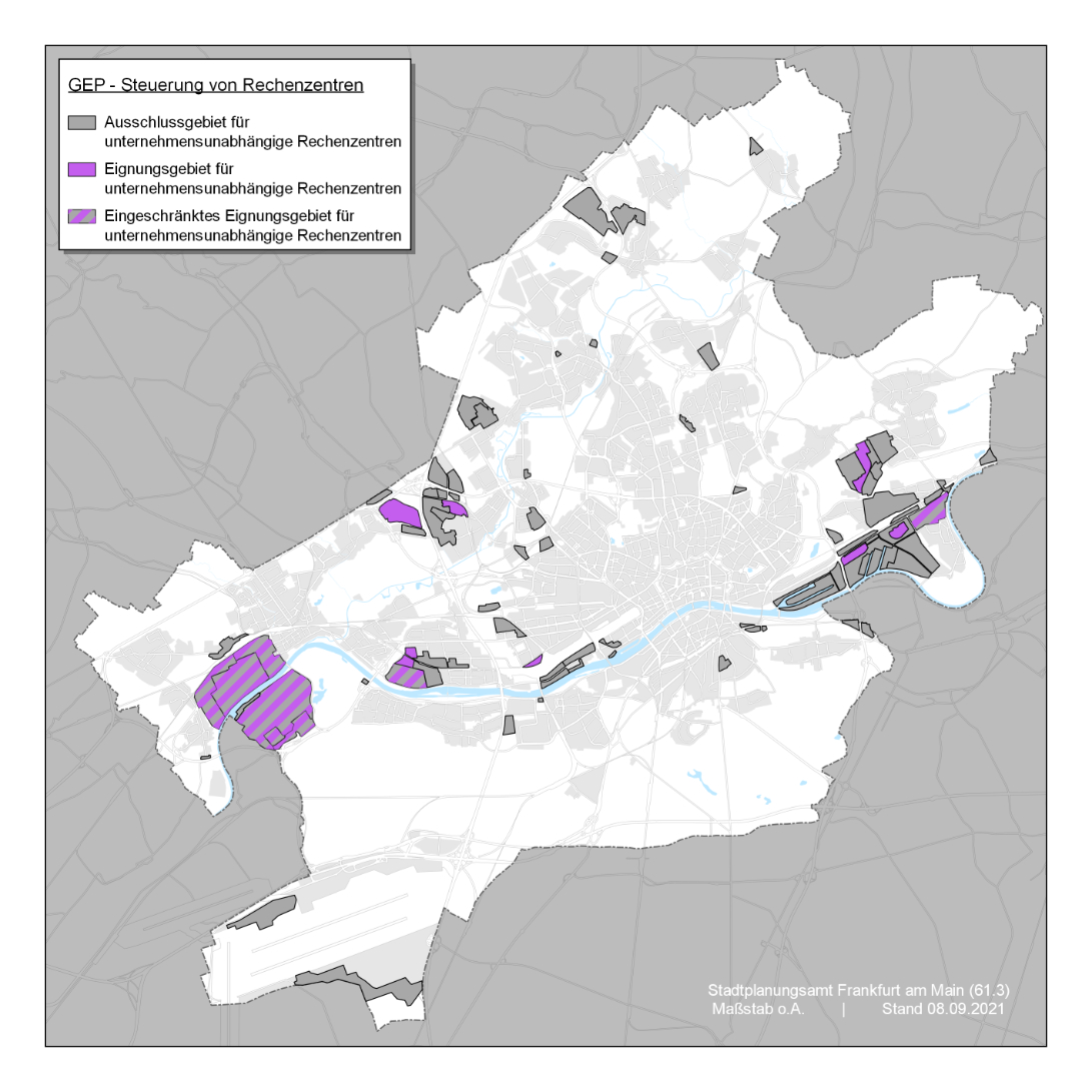 Gewerbeflächenentwicklungsprogramm - Steuerung Rechenzentren, © Stadtplanungsamt Stadt Frankfurt am Main