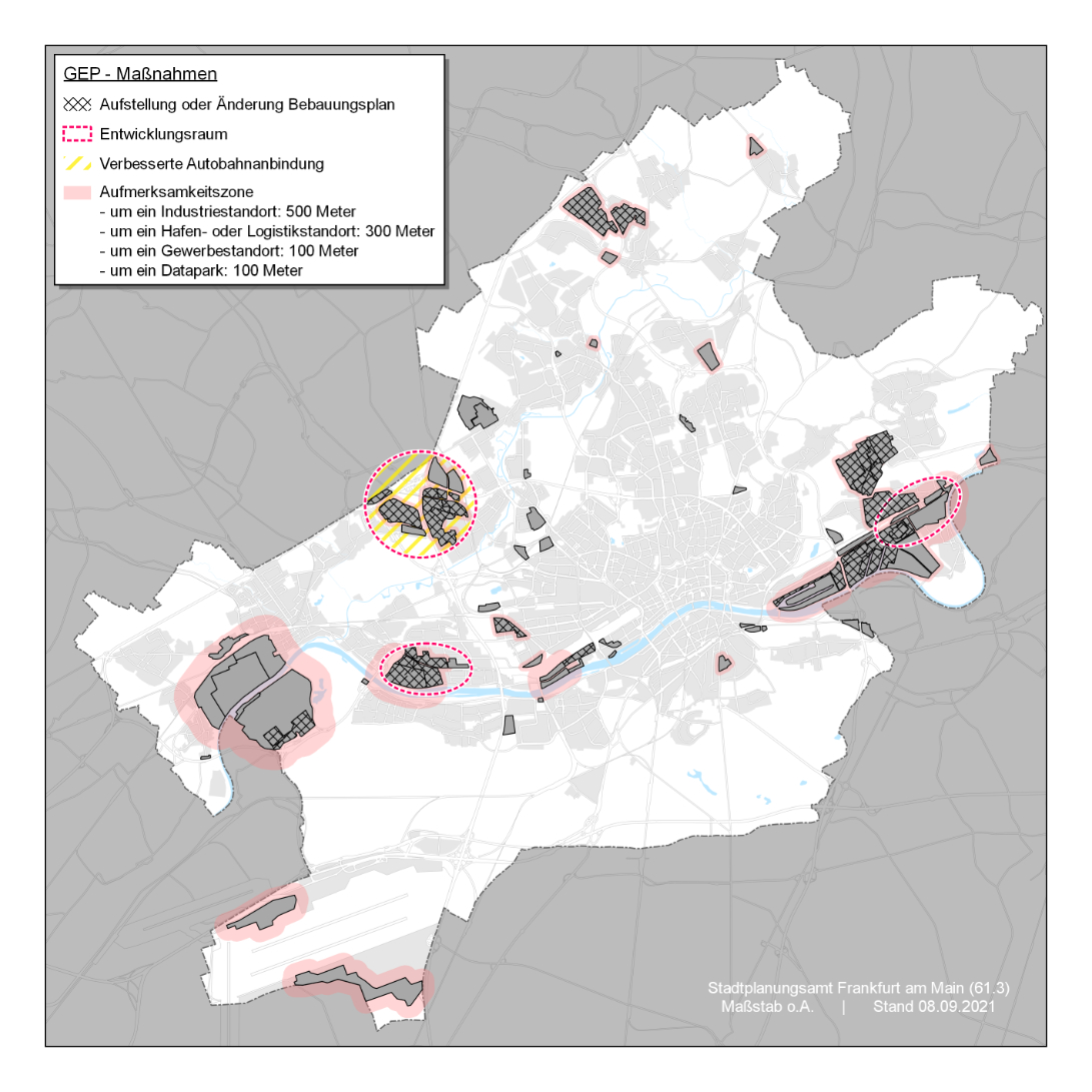 Gewerbeflächenentwicklungsprogramm - Massnahmen © Stadtplanungsamt Frankfurt am Main