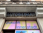 Pop-up-Schaufenster Braubachstrasse Schriftzug "Zukunft Innenstadt"