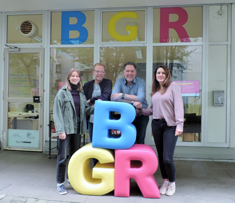 Das Team des Quartiersmanagements. Von links: Patricia Hartmann, Kai Schmidt, Marcus Schenk, Karin Zein-Schenk, © Günther Michels  