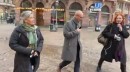 First digital tour: Manuela Schiffner (Economic Development), Eduard Singer (City Marketing) and Andrea Jürges (DAM) on the Römerberg