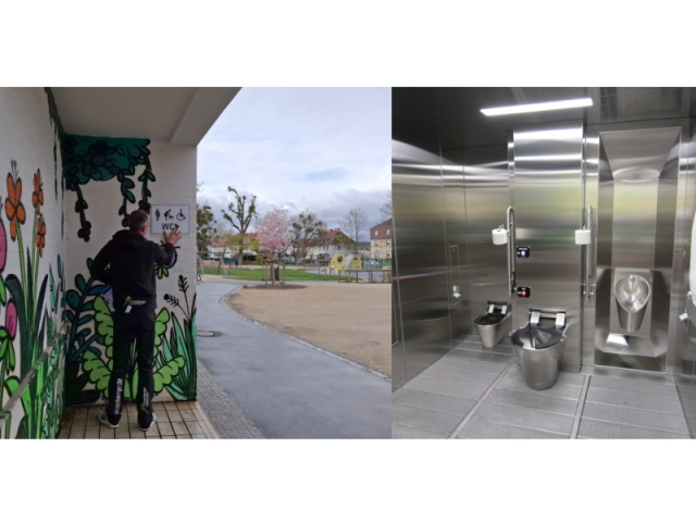 Inbetriebnahme der Systemtoilette, &copy; Stadtplanungsamt Stadt Frankfurt am Main
