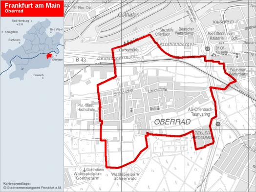 Übersichtskarte Oberrad © Stadtplanungsamt Frankfurt am Main